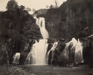 شلالات Reichenbach ، حوالي 1860 (طباعة زلالية)