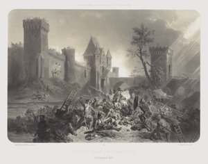 أصيب جان دارك أمام أسوار باريس ، 8 سبتمبر 1429 (ليثو) بواسطة Adolphe Jean-Baptiste (بعد) Bayot