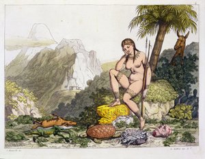 امرأة هندية من أمريكا الجنوبية ، نقشها جالو غالينا (1796-1874) (نقش ملون)