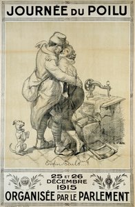 First World War: poster in tribute to soldiers representing the reunion of a couple for the Day of the Hairy on December 25 and 26 بواسطة أدولف ليون ويليت