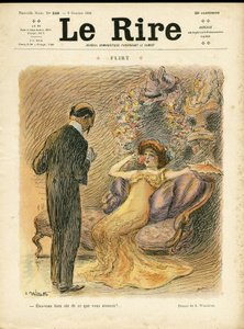 Illustration of Adolphe dit Willette (1857-1926) for the Cover of Le Rire, 09/10/09 - Flirt - Love, Fashion, Internal architecture بواسطة أدولف ليون ويليت