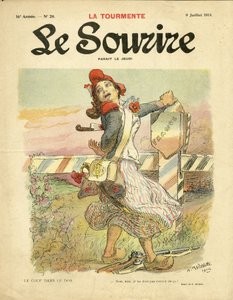 Illustration of Adolphe dit Willette (1857-1926) for the Cover of Le Smile, no 28, 09/07/14 - Le coup dans le dos - Nationalisme, French Revolution, War of 14-18 first mices, Frontières - Marianne بواسطة أدولف ليون ويليت