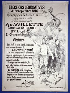 ملصق للترويج لانتخاب الفنان في الانتخابات التشريعية لشهر سبتمبر 1889