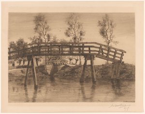 كوبري الجسر (الثاني) (العنوان على الكائن) بواسطة Adolphe PH J. van Weezel Errens (بتوقيع الفنان)