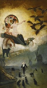 وداع القرن التاسع عشر. تصميم لتزيين مكان Cabaret Le Chat Noir في م بواسطة أدولف ليون ويليت