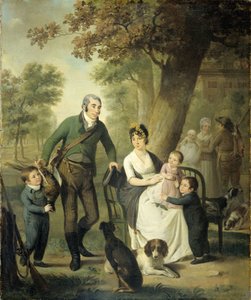 جونكير جيسبرت كاريل روتجر راينير فان برينين فان راميروس (1771-1821) مع زوجته وأربعة من أبنائهم