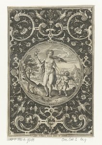 ميدالية مع فينوس وعمور في إطار من grotesques مع أزهار وأكاليل وحيوانات وماسكارون ميداليات مع شخصيات من حكم باريس (عنوان المسلسل) بواسطة أدريان كوليرت