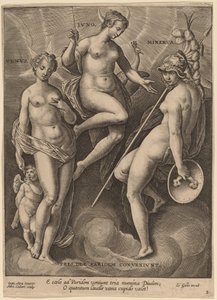 فينوس وجونو ومينيرفا بواسطة Adriaen Collaert after Jan van der Straet