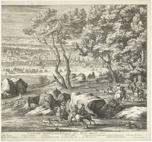 منظر لقلعة فونتينبلو (الصفحة اليمنى) Veuë du Chasteau de Fontainebleau du costé du Jardin (العنوان على الكائن)