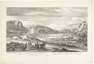 منظر لقلعة جو Veut du Chateau de Joux sur la Frontiere de la franche Comté (العنوان على الجسم) بواسطة Adam Frans van der Meulen