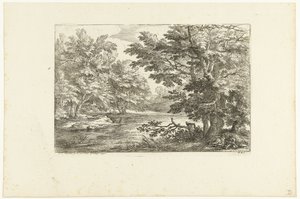 منظر طبيعي ببحيرة صغيرة بواسطة Adam Frans van der Meulen