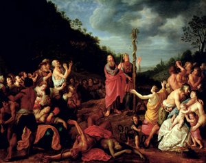 موسى والأفعى النحاسي ، 1640 بواسطة Adriaen I van Nieulandt