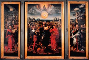 Tryptic of Saint Pancrace - رسم على الخشب بواسطة Adriaen Isenbrant (Adrien Ysenbrant، Ysenbrandt، Hysebrant) (1490-1551) الظهور الأول للقرن السادس عشر Dim 185x270 cm الجينات ، chiesa di san Pancrazio