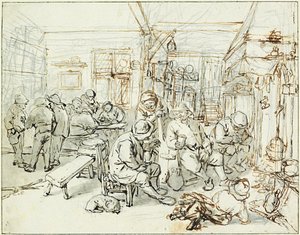 شركة الفلاحين في حانة ، كاليفورنيا ، 1675 بواسطة أدريان جانز. فان أوستاد