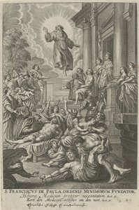 H. Franciscus van Paola geneest de zieken القديس فرانسيس دي باولا ، مؤسس رهبنة القصر (العنوان على الجسم)