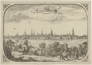 منظر لمدينة هامبورغ بواسطة Adriaen Oudendijk