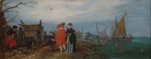 الخريف (محادثة) ، 1625 (زيت على لوحة ، ارتفاع 14.6 سم × عرض 37.2 بواسطة Adriaen Pietersz van de Venne