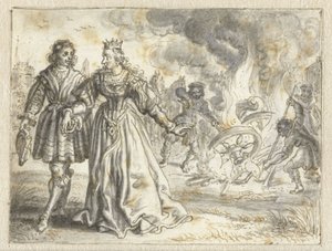 مدرب زفاف العروس يحترق خلفها بواسطة Adriaen Pietersz van de Venne