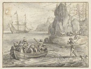 سيلادون يتوسل القراصنة ليأخذوه مع زوجته المخطوفة ، جالاتيا بواسطة Adriaen Pietersz van de Venne