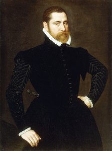 صورة لرجل نبيل ، طوله ثلاثة أرباع ، يرتدي زيًا أسود مع راف أبيض ، 1564