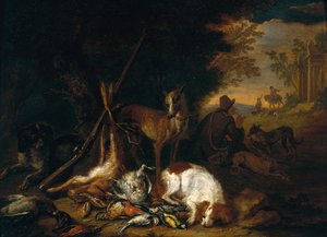 صياد مع كلابه بواسطة Adriaen de Gryef