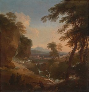 المناظر الطبيعية مع الجبال البعيدة ، كاليفورنيا. 1698. بواسطة أدريان فان ديست