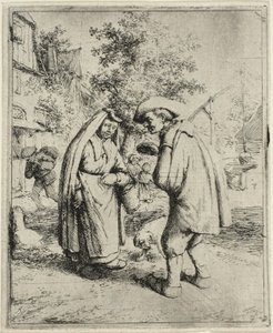 رجل وامرأة يتحدثان بواسطة Adriaen van Ostade