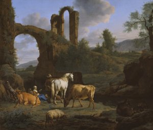 منظر رعوي مع أنقاض ، 1664 بواسطة أدريان فان دي فيلدي