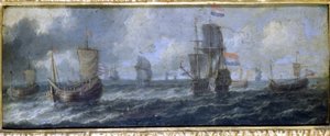 البحرية الهولندية. لوحة زيتية بواسطة A. van de Velde. القرن السابع عشر متحف ديل كاستيلو دي ميلان بواسطة أدريان فان دي فيلدي