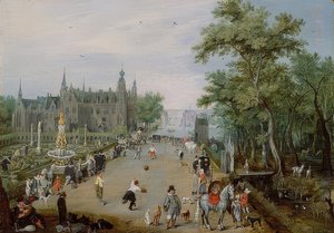 لعبة Jeu de Paume أمام قصر. حوالي 1614 بواسطة أدريان فان دي فين