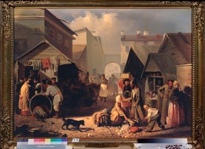 Buvette a Saint Petersburg (كشك المرطبات في سانت بطرسبرغ) - رسم لأدريان ماركوفيتش فولكوف (1827-1873) ، زيت على قماش بواسطة أدريان ماركوفيتش فولكوف
