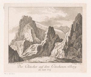 منظر لنهر جليدي في جبال الألب Der Gletscher auf dem Gitschenen-Berg (العنوان على الكائن)