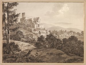 منظر للقلعة Gnandstein ، ج. 1795.