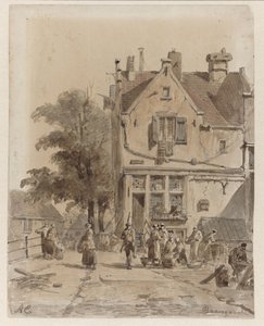 منظر لجسر فوق Baangracht في أمستردام مع باعة طعام Baangracht (العنوان على الكائن)