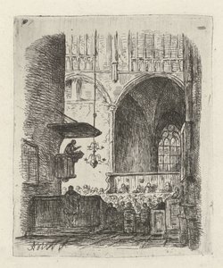 داخل الكنيسة مع خدمة الكنيسة بواسطة Adrianus Wilhelmus Nieuwenhuyzen