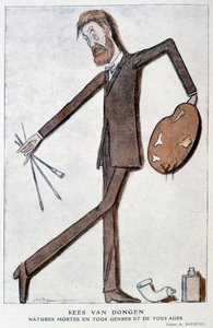 كارتون عن كيس فان دونجن (1877-1968) ، رسام فرنسي من أصل ألماني. رسم باريه في "فانتاسيو" من 15/10/1921