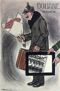 كارتون للسفير السوفياتي في فرنسا ، فاليريان ديفجاليفسكي ، من المجلة الفرنسية "Fantasio" ، ج. 1924 (لون ليثو) بواسطة أدريان باريري