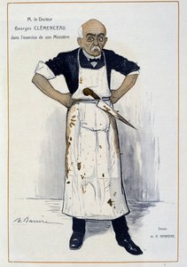 Clémenceau en boucher - بقلم Barrère في "" Fantasio "من 01/10/1906 بواسطة أدريان باريري