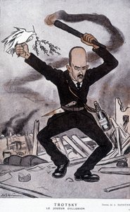 ليون تروتسكي (تروتسكي) (1879-1940) ، لاعب الوهم - رسم كاريكاتوري لباريير ، في "Fantasio" من 15/03/1918