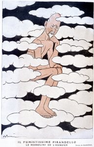 صورة شخصية لويجي بيرانديللو (1867-1936) ، كاتب مسرحي إيطالي - رسم أدريان باريري (1877-1931) في "فانتاسيو" من 01/08/1925 بواسطة أدريان باريري