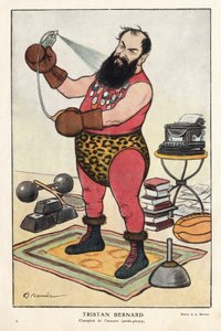 صورة لتريستان برنار (1866-1947) ، كاتب فرنسي ، رسم كاريكاتوري لباري في "فانتاسيو" ، أبريل 1915.