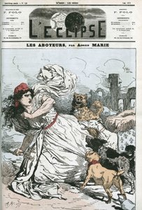 Barking ، الجمهورية تتبعها كلاب ملكية أو بونابارتية. غلاف في "L'Eclipse" بقلم Adrien Marie ، يونيو 1871 ، باريس. بواسطة أدريان إيمانويل ماري