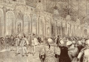 موكب فرسان وسام الروح القدس (الروح القدس) في صالة الجليد بقلعة فرساي في يوم عيد العنصرة عام 1789. رسم لأدريان ماري من عام 1889. بواسطة أدريان إيمانويل ماري