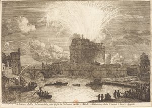 منظر للمروحة في Castel Sant'Angelo (عرض الألعاب النارية فوق Castle Sant'A