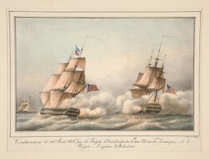 دعم القتال في 23 أغسطس 1812 من قبل الفرقاطة رئيس الولايات المتحدة بواسطة أدريان فيكتور أوجيه