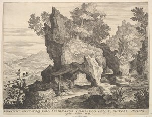 المناظر الطبيعية الصخرية مع سانت جيروم. بواسطة Aegidius Sadeler II