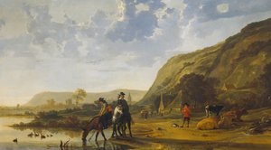 منظر النهر مع الدراجين ، 1655 بواسطة آلبرت كويب