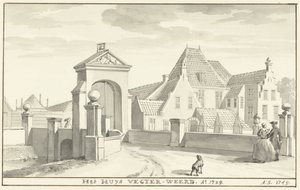 قصر Vechterweerd بالقرب من Zwolle عام 1729 The HUYS VEGTER-WEERD Ao 1729 (العنوان على الكائن)
