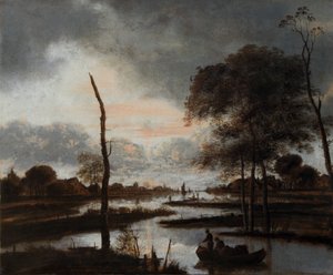 "إطلالة على النهر: المساء" ، القرن السابع عشر بواسطة Aert van der Neer