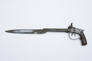 مسدس إيقاع مزدوج الماسورة ، c.1840 (الصلب والنحاس والقرن) بواسطة أفريقي